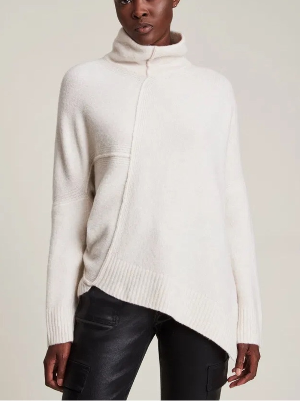 NWT All Saints Lock Roll Neck Wool Knit Sweater Size S Chalk White NEW WITH TAGS